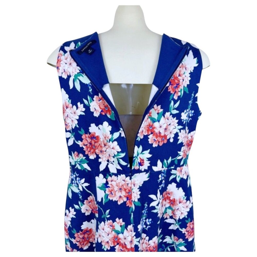 Lands End Women's Sleeveless Ponte Sheath Midi Dress Blue Floral Size 18W - Picture 7 of 16